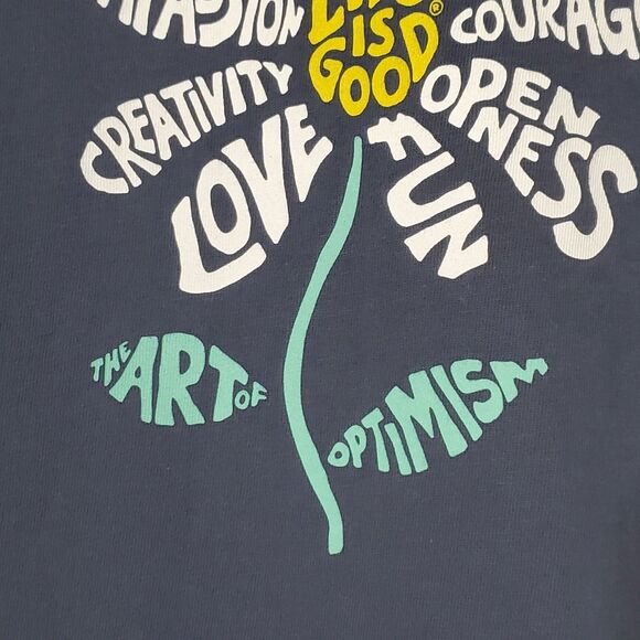 LIFE IS GOOD Crusher Tee Size S The Art Of Optimism Blue Short Sleeve Womens - Picture 3 of 9